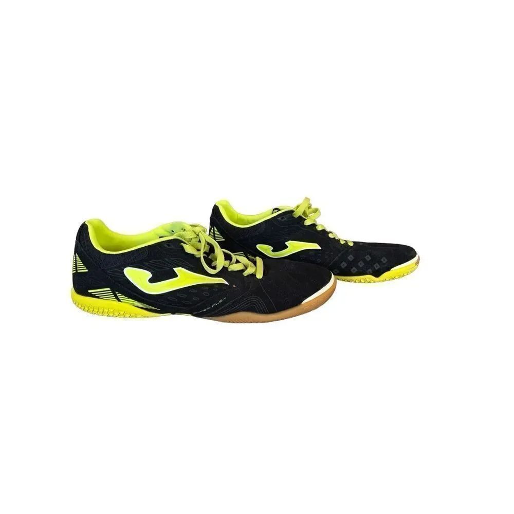 Joma Mens Black And Yellow Lace Up Super Flex Indoor Soccer Shoes Size 9.5